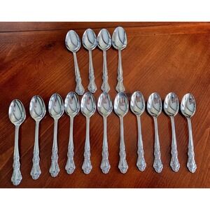 15 Pc Set Stainless Steel 11 Teaspoons 4 Tablespoons CAMBRIDGE FLORAL SPOONS